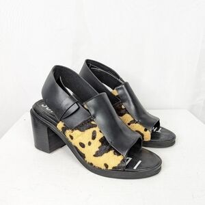 I Desire The Things That Will Destroy Me Calf Hair Cow Print Block Heel Sandals